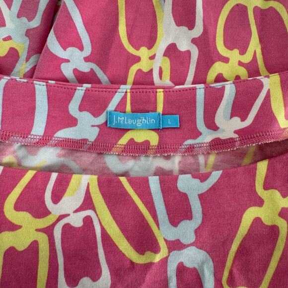 J McLaughlin Durham Ruffle Top Catalina Cloth 3/4 Sleeve Brown Cream Size XL - Picture 4 of 7